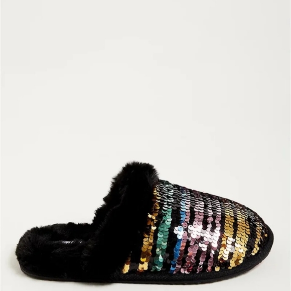 ❌️SOLD❌️ Torrid 8WW Fur Trim Slipper — Multi Sequins (WW) - Picture 6 of 7